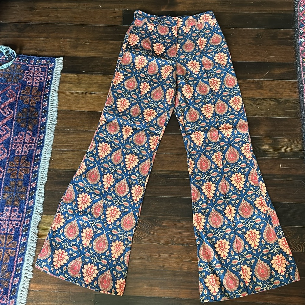 Chasing Unicorns Black Floral Wide-Leg Pants with Orange Print - Picture 2 of 11